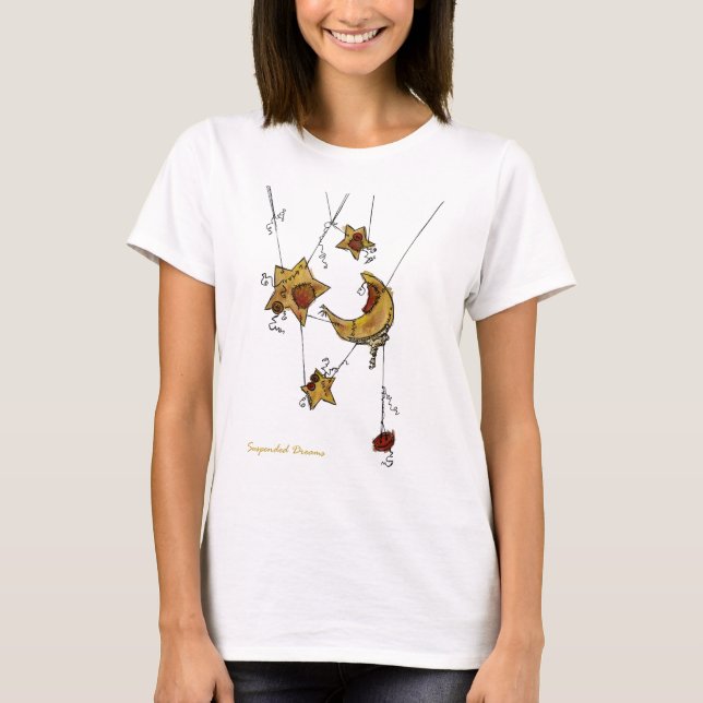Inställda växande måne och stjärnor tee shirt (Framsida)