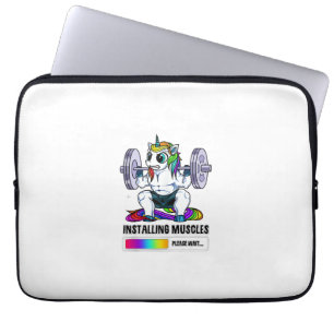 Installera Muskler Enhörning Regnbåge Gym Träning Laptop Fodral