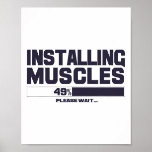 Installera Muskler Rolig Sport Gym Kraftsport T-Sh Poster