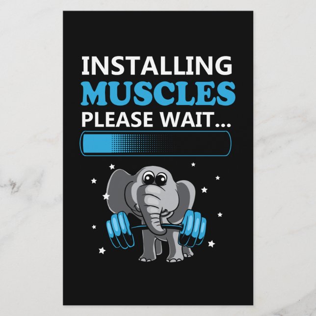 Installera muskler vänta på elefant Gym Brevpapper (Framsida)