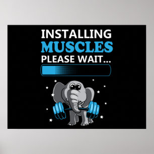 Installera muskler vänta på elefant Gym Poster