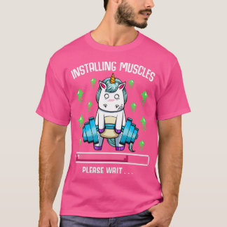 Installera muskler vänta på Unicorn Gym T Shirt
