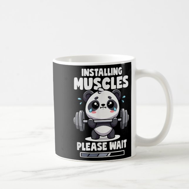 Installera muskler Vänta tills Panda lyfter gymen  Kaffemugg (Höger)