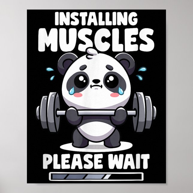 Installera muskler Vänta tills Panda lyfter gymen  Poster (Framsidan)