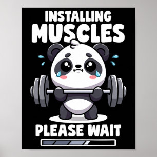 Installera muskler Vänta tills Panda lyfter gymen Poster