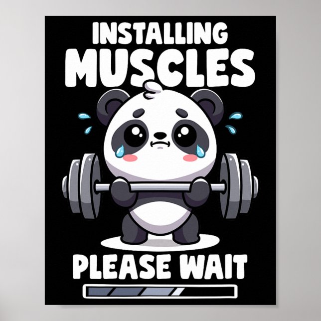 Installera muskler Vänta tills Panda lyfter gymen  Poster (Framsidan)
