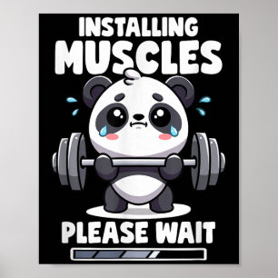 Installera muskler Vänta tills Panda lyfter gymen Poster
