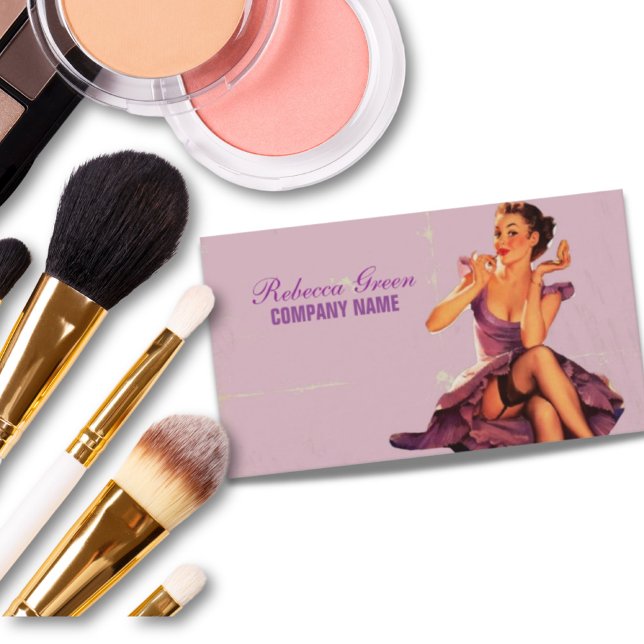 Installera om Girl Hair Makeup Artist Cosmetolog Visitkort (Skapare uppladdad)
