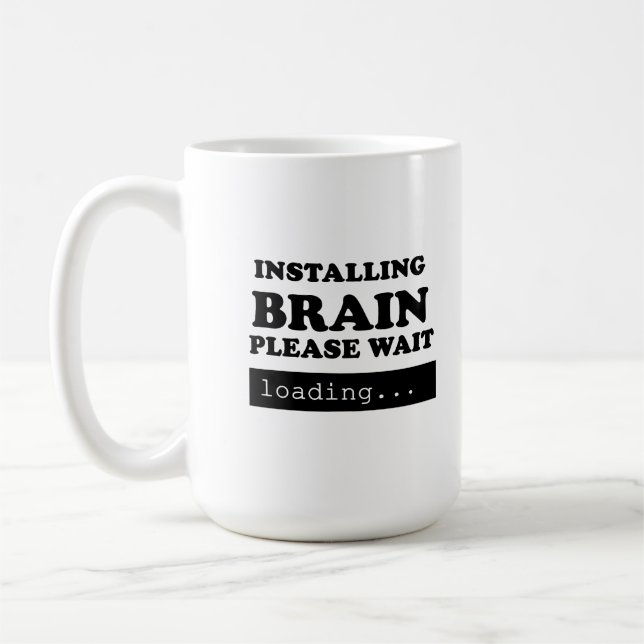 Installerar hjärnan vänta kaffemugg (Vänster)