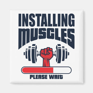 Installerar muskler Vänta - lustig Gym Magnet