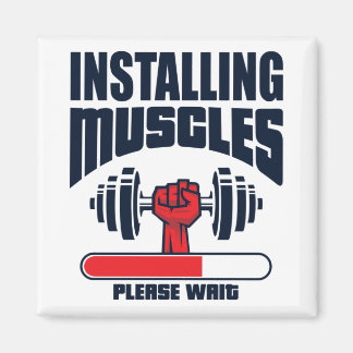 Installerar muskler Vänta - lustig Gym Magnet