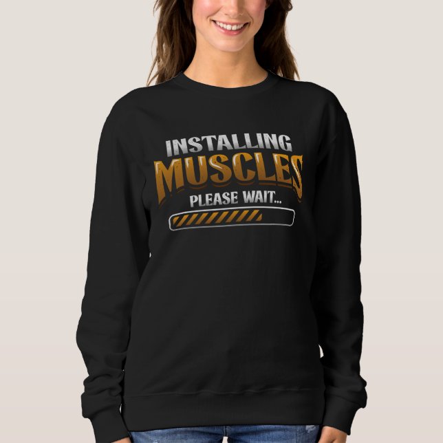 Installing Muscles Please Wait Weightlifting T Shirt (Framsida)