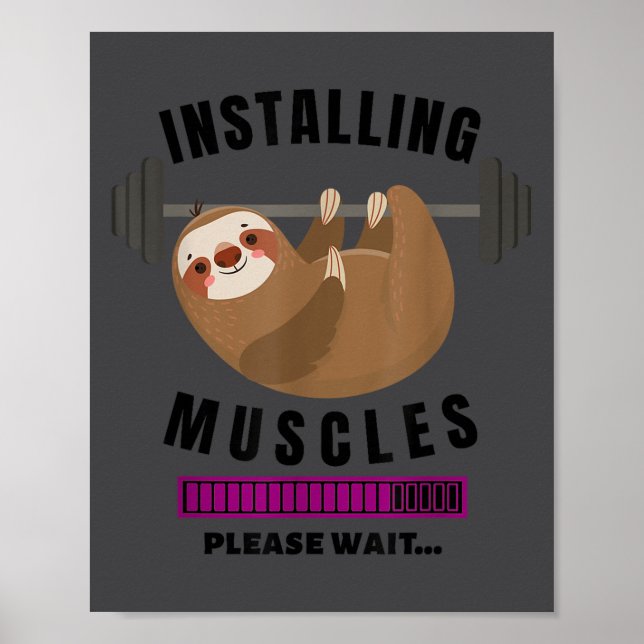Installing Muscles Sloth Weight Lifting Fitness Mo Poster (Framsidan)