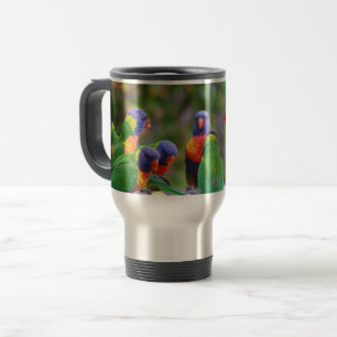Inställning av färgstarka regnbågslorikeet Parrots Resemugg