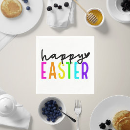 Inställning av glad påsk färglöst bord pappersservett