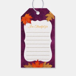 Inställning av höst löv Ställe tacksamt för Märkre Presentetikett