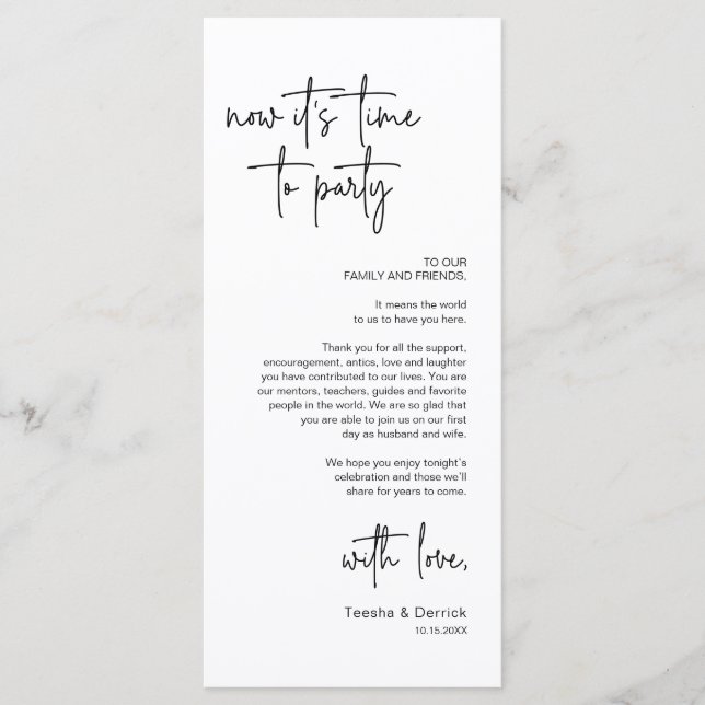 Inställning av Party-tackkort för dagtid i Ställe  Program (Framsida)