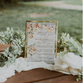 Inställning av Rustic White Wood Blommigt Tack Stä Meny