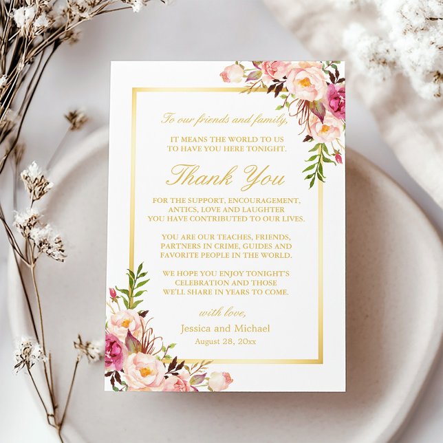 Inställning av Tack för Elegant Blommigt Ställe Kort (Skapare uppladdad)