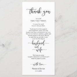 Inställning av Tack för Middag Ställe, svarta teck Program