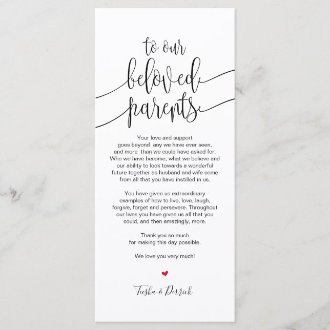 Inställning av tackkort för älskade föräldrar i st program (Framsida)