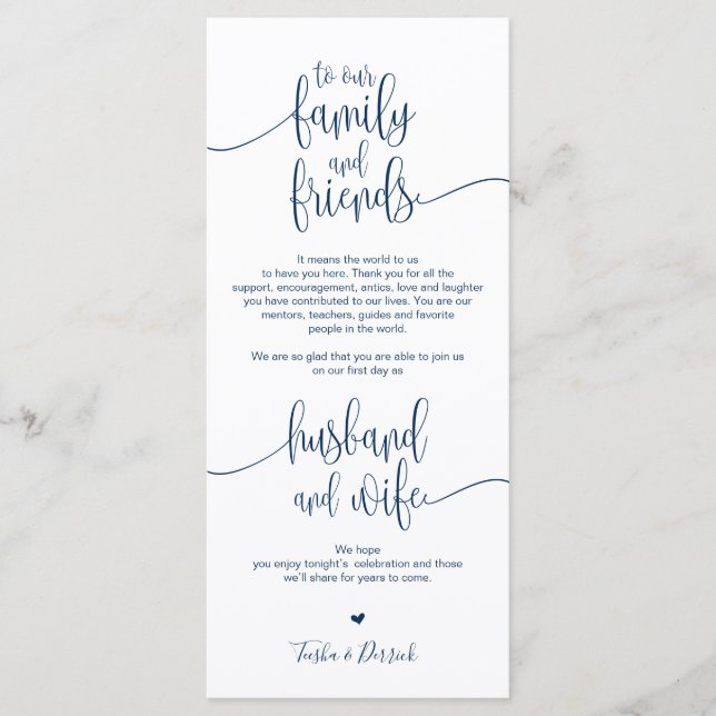 Inställning av tackkort för Bröllop-middagen Program (Framsida)