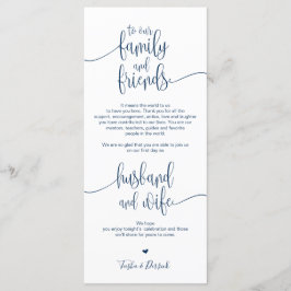 Inställning av tackkort för Bröllop-middagen Program