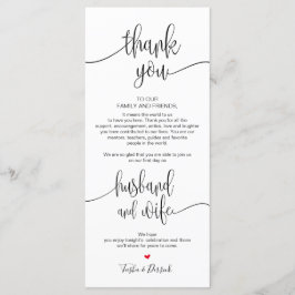 Inställning av tackkort för Bröllop-middagen Program