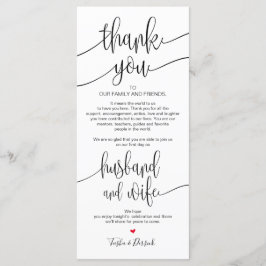 Inställning av tackkort för Bröllop-middagen Program