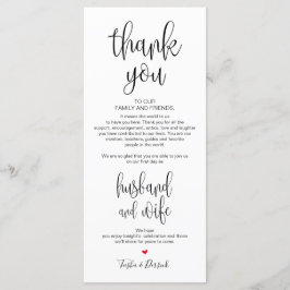 Inställning av tackkort för Bröllop-middagen Program