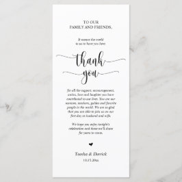 Inställning av tackkort för dagens Bröllop Ställe Program