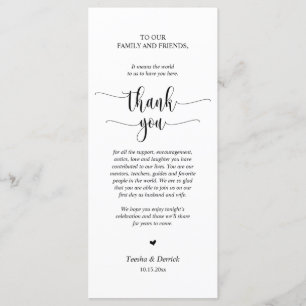 Inställning av tackkort för dagens Bröllop Ställe Program