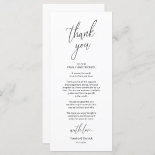 Inställning av tackkort för dagens Bröllop Ställe Program