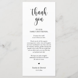 Inställning av tackkort för dagens Bröllop Ställe Program