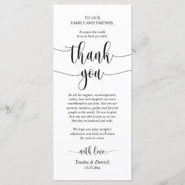 Inställning av tackkort för dagens Bröllop Ställe Program