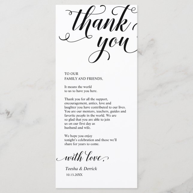 Inställning av tackkort för elegant Modern Middag  Program (Framsida)