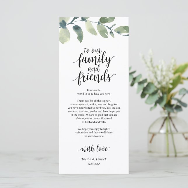 Inställning av tackkort för Grey Eucalyptus Ställe Program (Stående Fram)