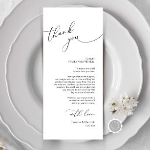 Inställning av tackkort för minimalistiskt Bröllop Program