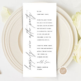 Inställning av tackkort för minimalistiskt Bröllop Program