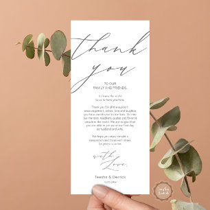 Inställning av tackkort för minimalistiskt Bröllop Program