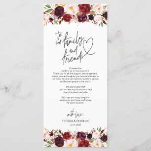 Inställning av tackkort för Modern Burgundy Ställe Program