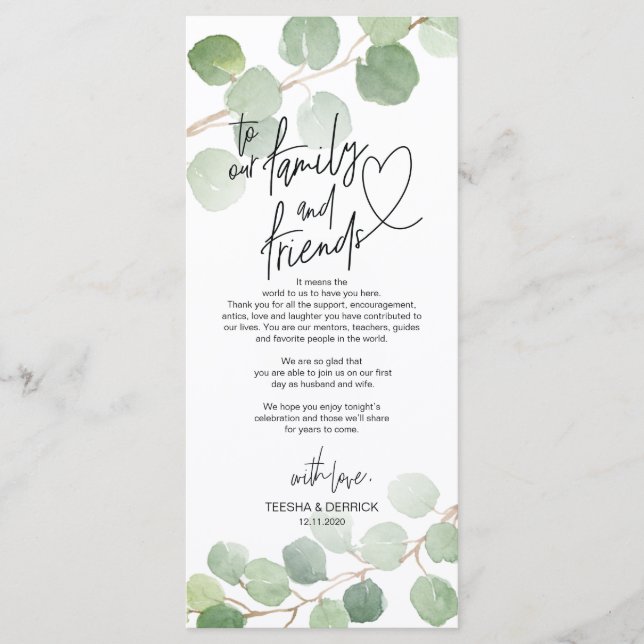 Inställning av tackkort för Modern eucalyptus Stäl Program (Framsida)