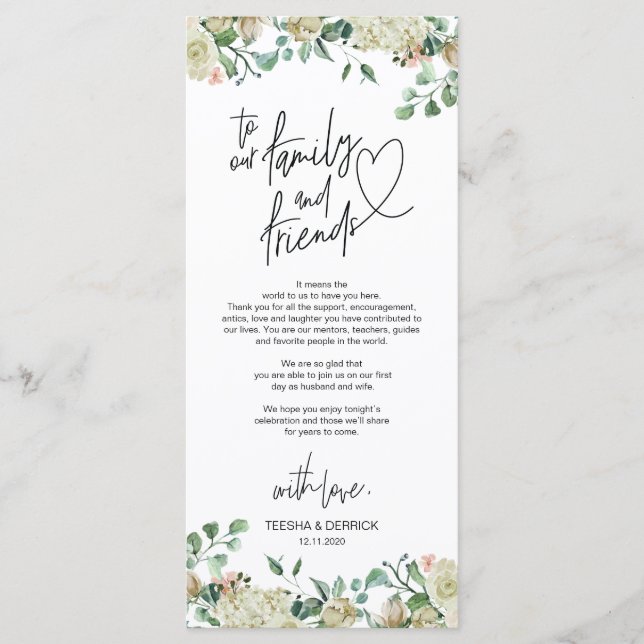 Inställning av tackkort för modern romantisk Ställ Program (Framsida)