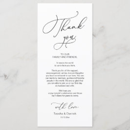 Inställning av tackkort för Ställe-middagen i bröl Program