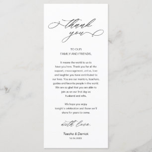 Inställning av tackkort för Ställe-middagen i bröl Program