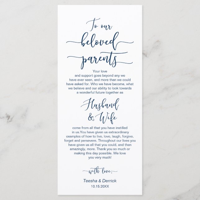 Inställning för Ställe, Tack, marinblått kort (Framsida)