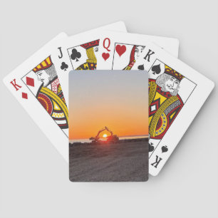 Inställningen av Lastbil och Digger sol vid havet Casinokort