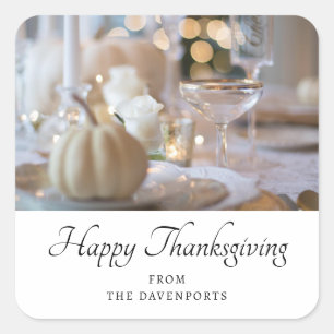 Inställningsfoto för thanksgiving Bord Elegant Stä Fyrkantigt Klistermärke