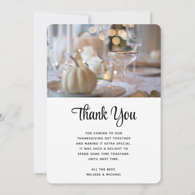 Inställningsfoto för thanksgiving Bord Elegant Stä Tack Kort (Framsida)