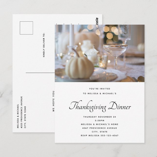 Inställningsfoto för thanksgiving Bord Elegant Stä Vykort (Fram/baksida)
